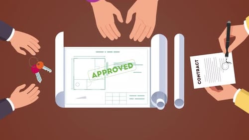 Animated Flat Design Real Estate Deal Closing