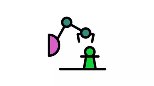 2D Flat Design Robotic Arm Moving Object Icon Animation