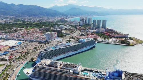 Drone Reveals Two Cruise Ships In Puerto Vallarta, Mexico