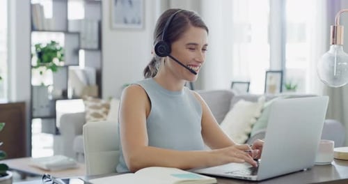 4k video footage of a young female call center worker working from home