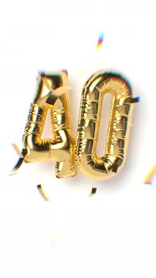 Golden Number 40 with Animated Confetti for Celebrations