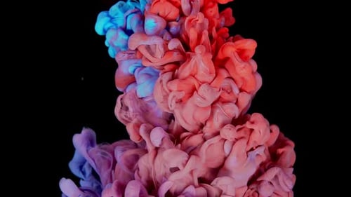 Red, Blue, and Purple Ink Swirls Abstractly