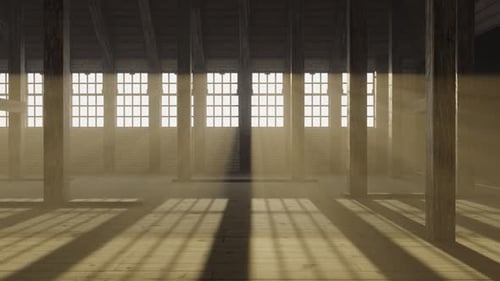 Sunlit Dust Particles in Old Wooden Attic Room
