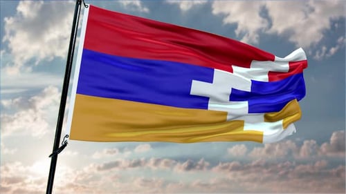 National Flag Waving Realistically in Cloudy Sky