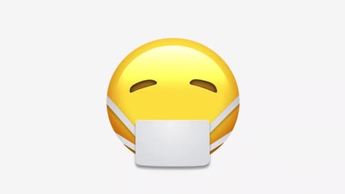 Animated Yellow Emoji Character Wearing Protective Face Mask