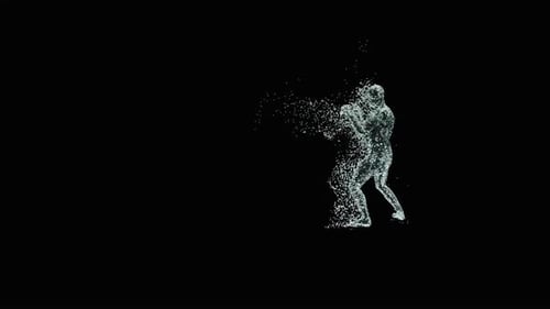 Abstract Water Particle Figure Punching Animation Loop