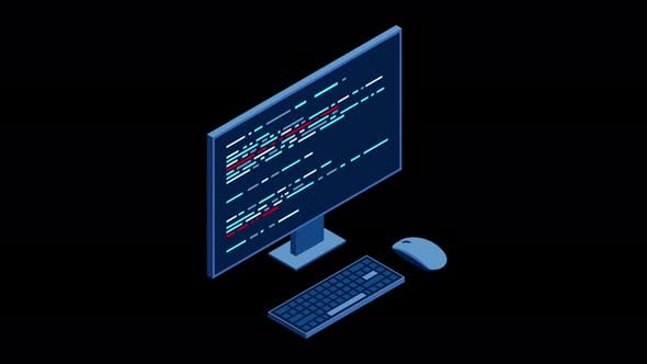 Isometric desktop computer. Coding programming technology. Programming ...