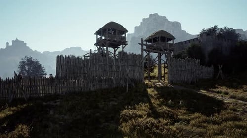 Medieval Wooden Gate of a Knight's Castle