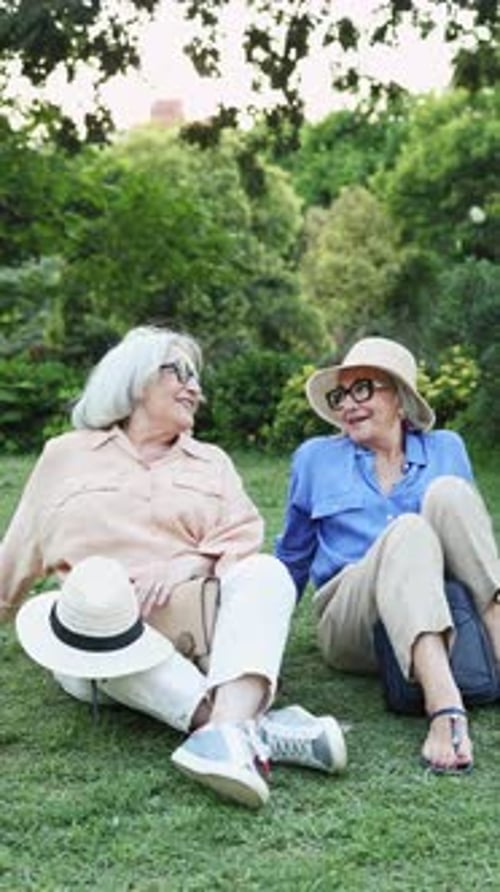 Elderly women enjoying time together in a park