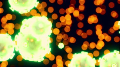 Glowing 3D Microscopic Organisms Floating Medical Science Background
