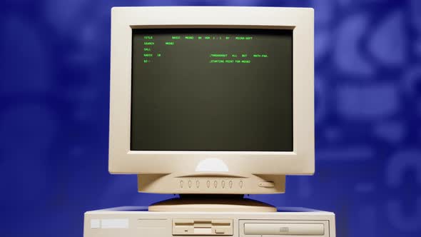 Retro Pc with Loading Code Console Programmer Making Scripts Green ...