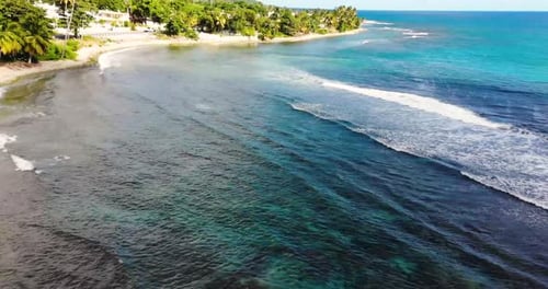 Drone shot while hovering over a beach in the Southeast part of Puerto Rico.