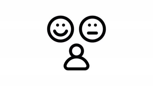 Animated Flat Design Icons of Person with Happy and Neutral Face