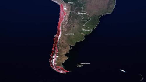 3D Map Animation Highlighting Chile in South America