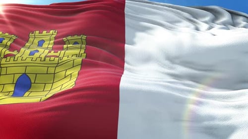 Realistic Waving Flag Loop with Sunlight Lens Flare