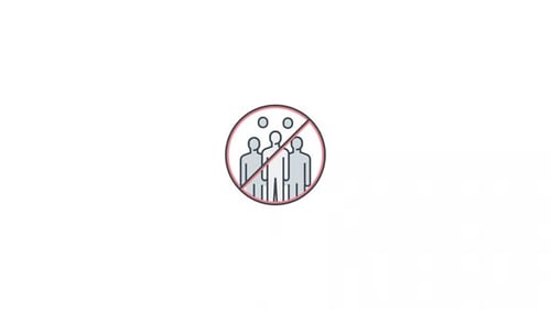 Animated Social Distancing Icon with Sketchy Line Style