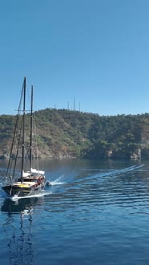 Sailing boat on the water on a sunny day