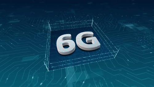 Animated 6G Digital Technology Concept on Circuit Board