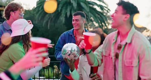 Friends Celebrating at an Urban Outdoor Party