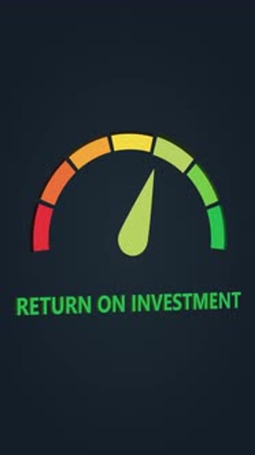 Virtical Video of Return on Investment Gauge Meter Going Up Animation