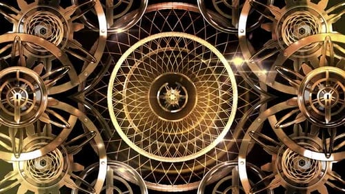 Abstract Golden Gears Looping Pattern Background