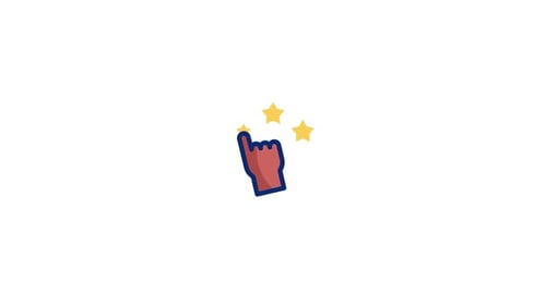 Animated Hand Pointing Up with Stars Selection Icon