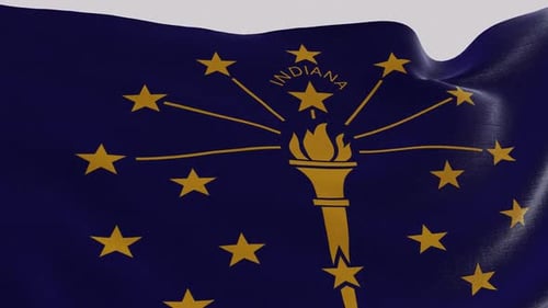 Realistic Waving Indiana State Flag