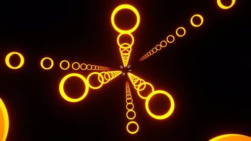 White And Orange Infinite Abstraction With Neon Rings Background Vj Loop In 4K