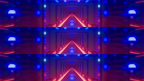 Seamless Loop of Futuristic Neon Abstract Tunnel Background
