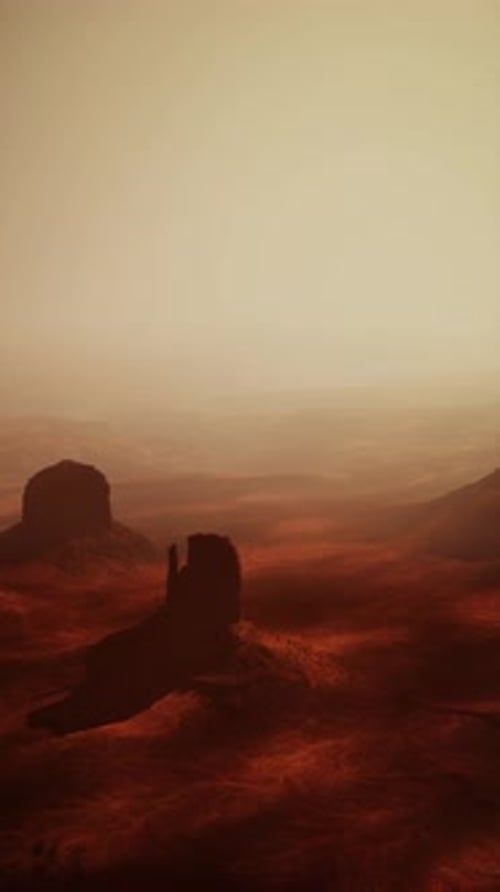 Alien Landscape With Dominant Rock Formation