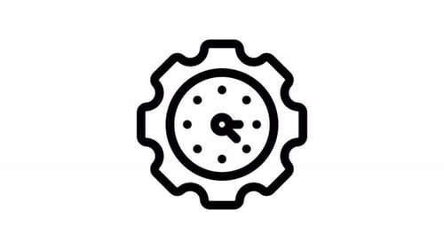 Minimalist Rotating Gear Clock Time Icon