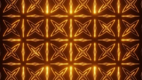 Orange On Black Abstract Neon Glowing Star Patterns Background Vj Loop Animation In 4K