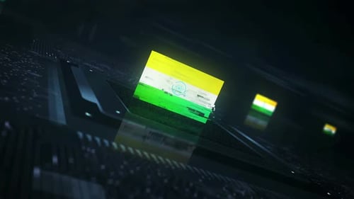 Digital Glitch Text Reveals National Symbol on Circuit Board