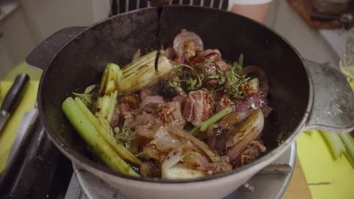 Preparation of a Meat and Vegetable Dish