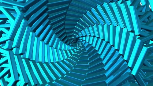 Animation Blue rectangular shapes form a spiral pattern