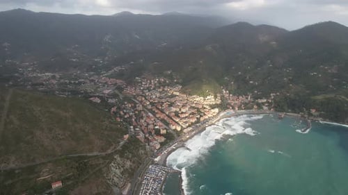 Aerial video over Italy, Liguria, Province of La Spezia, Levante