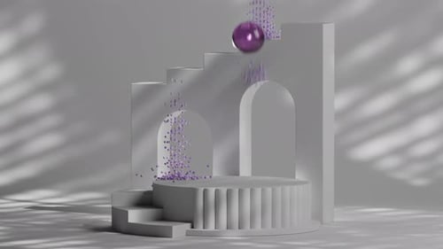 Minimalist 3D Loop of Exploding Spheres in Soft Light Environment