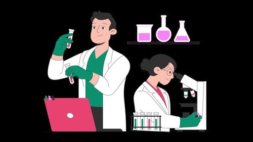 Scientists In The Laboratory Have Laptops And Analytical Equipment Alpha Channel