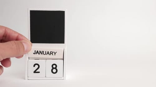 01. Calendar with the date January 28 and a place for designers. Illustration for an event of a cert