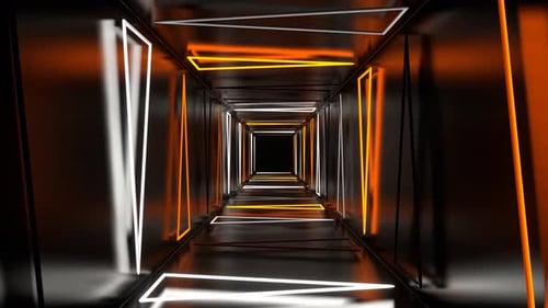 Orange And White Neon Strobe Triangles Tunnel Background Vj Loop In 4K