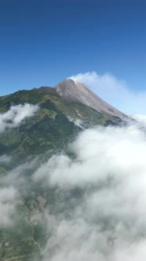 Aerial View of Mount Merapi an Active Volcano in Indonesia