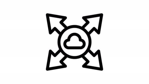 Animated Cloud Network Icon with Spreading Arrows