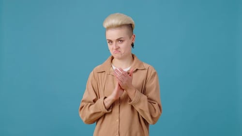 Woman with Smile Applauds and Admires Success of Friend