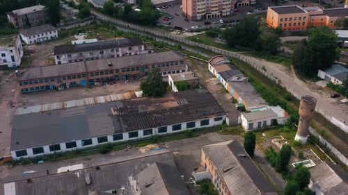 Old Aged Abandoned Deserted Warehouse Roofs in Eastern Europe