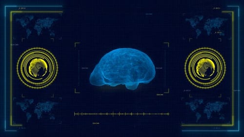 Artificial Intelligence in a Digital World: Abstract Brain Map with Global Business