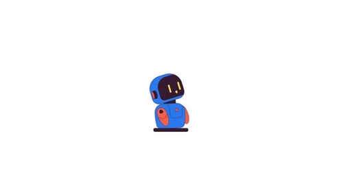 Animated Flat Design Robot Character