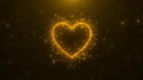 Elegant Golden Sparkling Heart Reveal Animation