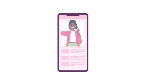 Animated Flat Design Person Taking Selfie on Smartphone