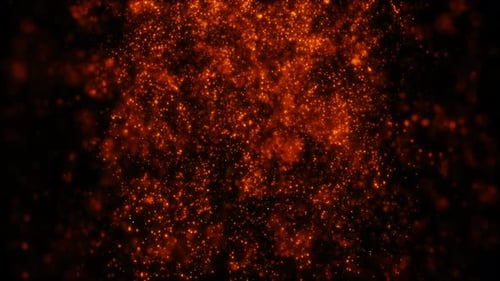 Verschwommener gelboranger abstrakter Hintergrund aus Bokeh und kleinen runden Energieteilchen