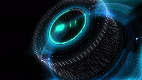 Futuristic Digital Countdown with Glowing Blue HUD Elements